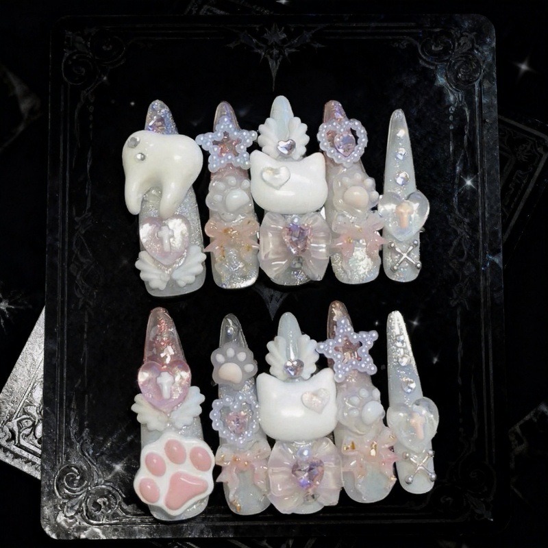 Cat Claw Bark - 10 Uds. Uñas Postizas Stiletto 3D